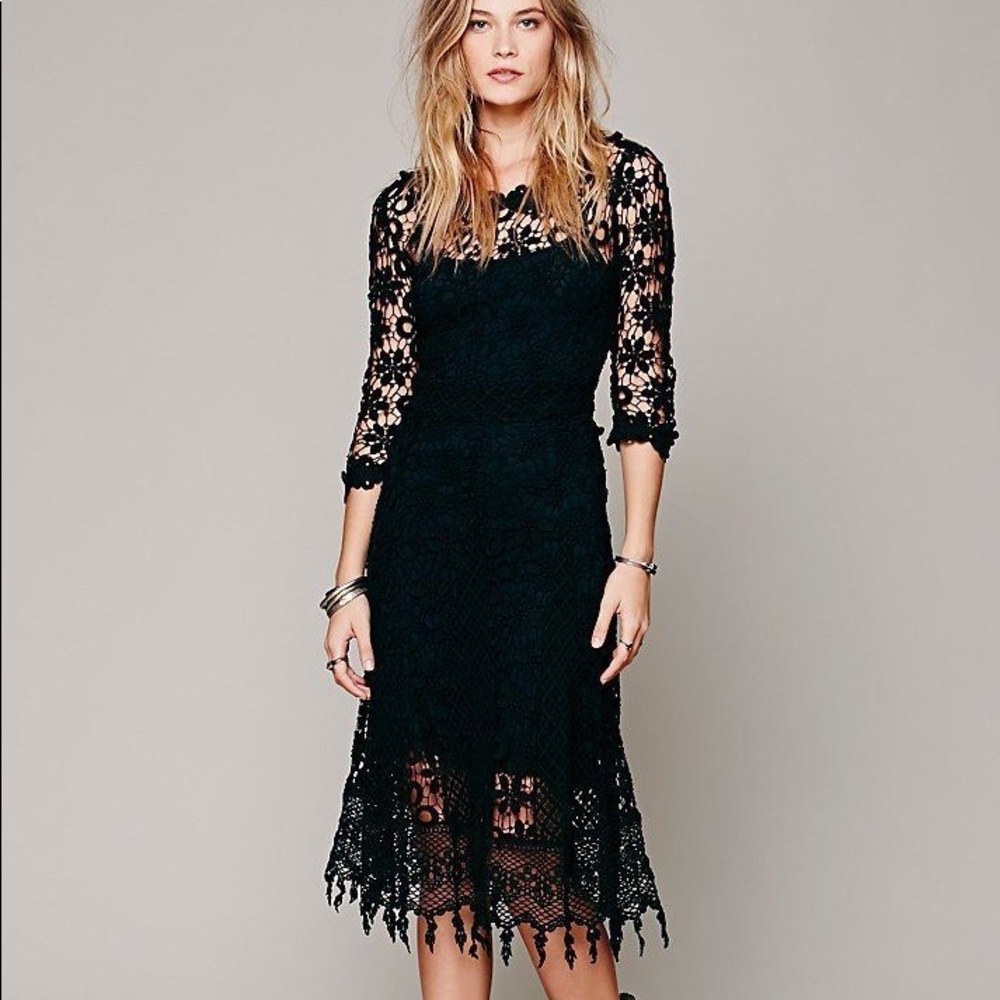 Free People black crochet/lace dress